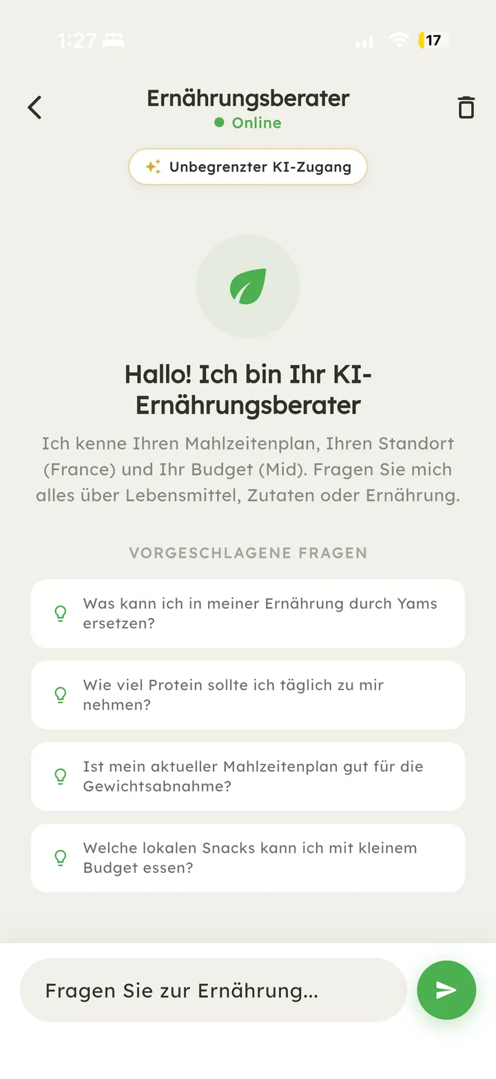 Chat mit dem Vytal-KI-Ernährungsberater