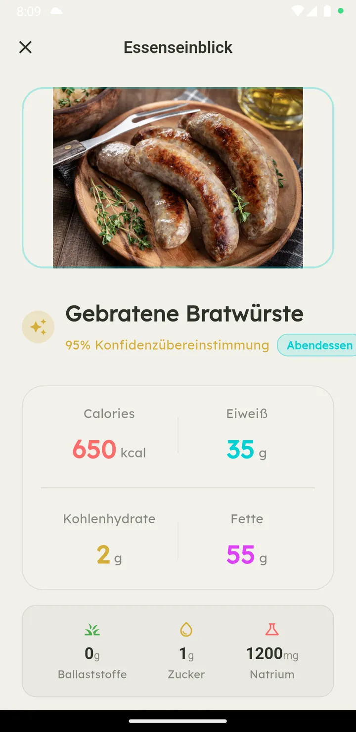 Vytal-Mahlzeiten-Analyse mit Kalorien und Makros