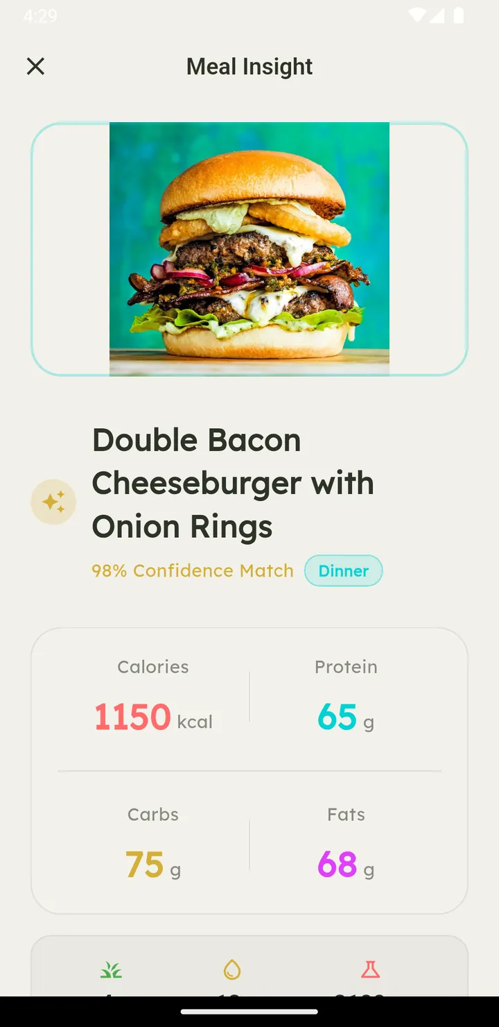 Vytal meal insight with calories and macros