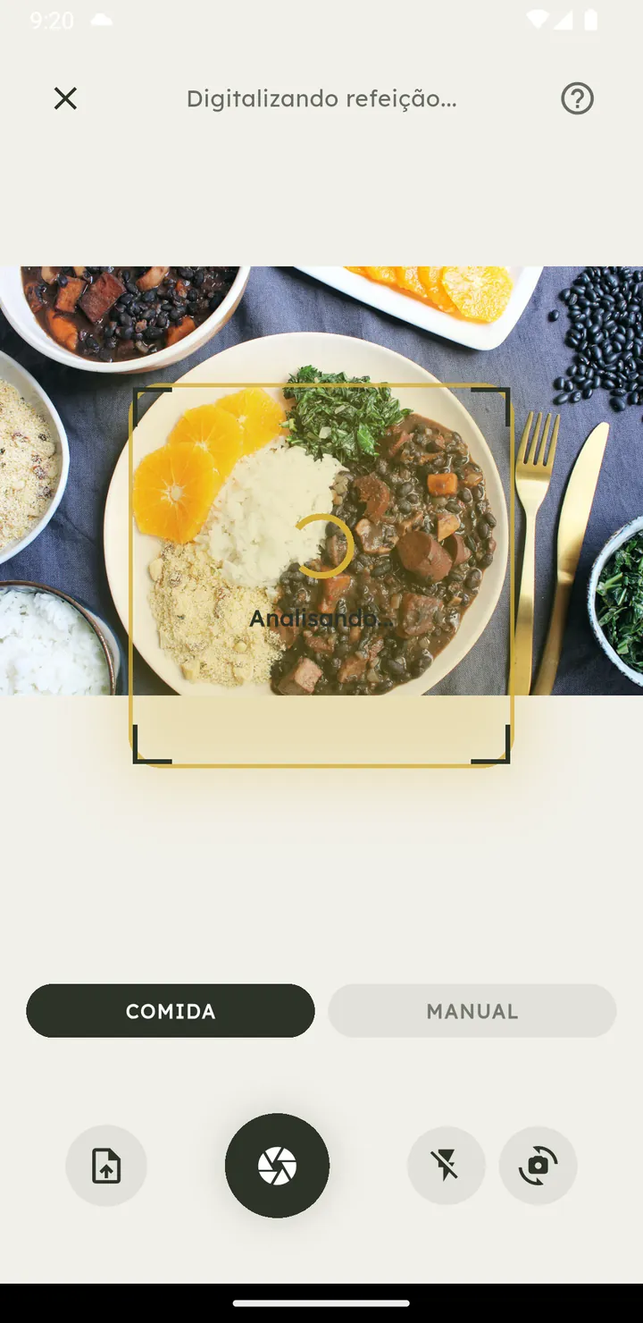 Scanner de comida com IA do Vytal analisando uma refeição